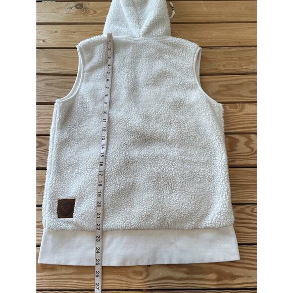 Roxy Hooded Fleece Vest Size Medium Women’s White Full Zip - Picture 6 of 7